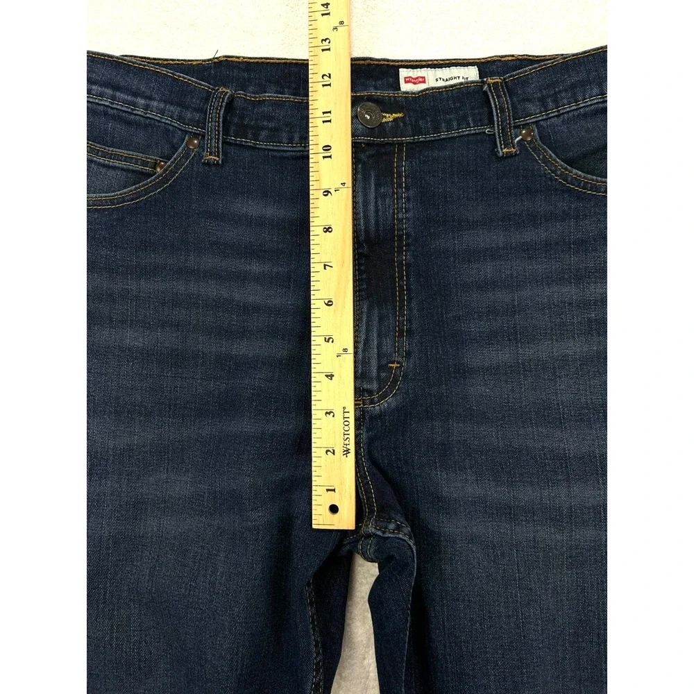 Wrangler Jeans Men 36x34(32) Blue Denim Whisker Straight Fit Cowboy Western READ
